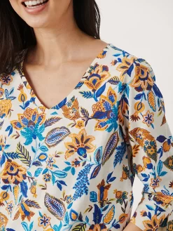 Part Two Riekes Cotton Floral V-Neck Top, Blue -Sports And Leisure Equipment Store 006431682alt3