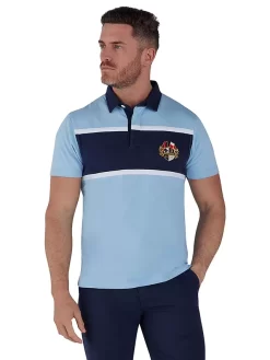 Raging Cut And Sew Crest Rugby Top, Sky Blue