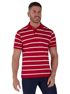 Raging Bull Pique Stripe Polo Top, Red