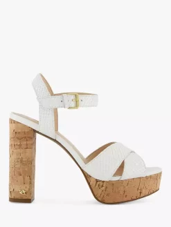 Dune Jealous Cross Strap Platform Heel Sandals, White