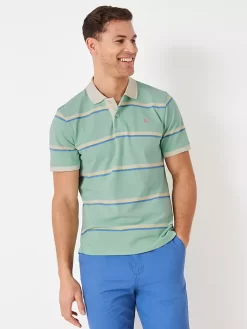 Crew Clothing Exford Striped Polo Shirt, Green