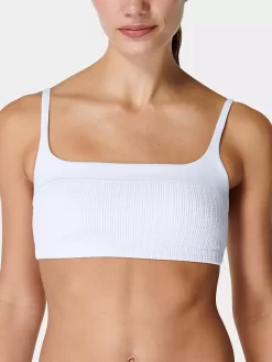 Sweaty Betty Capri Crinkled Square Neck Bikini Top, White