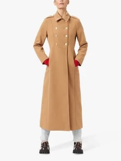 Front Page 5 James Lakeland Double Breasted Long Military Coat, Camel