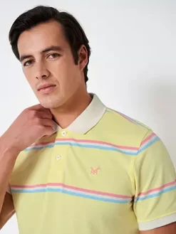 Crew Clothing Stripe Polo Shirt, Light Yellow -Sports And Leisure Equipment Store 006454900alt4