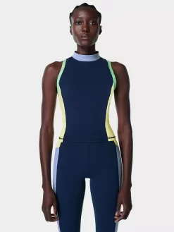 Sweaty Betty Power Zip Back Top, Navy Blue A
