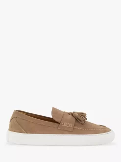 Dune Beddow Suede Tassle Loafers, Taupe
