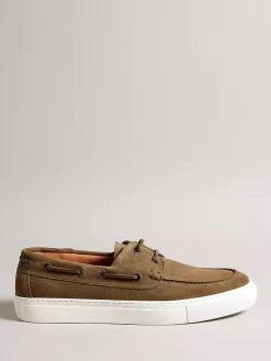 Ted Baker Euens Suede Boat Shoes, Dark Green