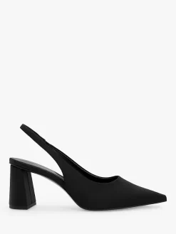 CHARLES & KEITH Block Heel Slingback Court Shoes, Black