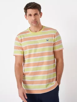 Crew Clothing Haxby Stripe Cotton T-Shirt, Yellow