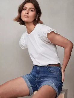 Mint Velvet Ruffle Sleeve T-Shirt, Ivory -Sports And Leisure Equipment Store 006513308alt3