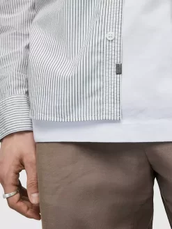 AllSaints Galera Striped Cotton Shirt, White -Sports And Leisure Equipment Store 006514984alt5