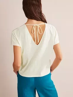 Boden V-Back Jersey Top, Ivory -Sports And Leisure Equipment Store 006521354alt2