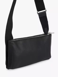 Whistles Rae Flat Leather Double Pouch Bag, Black -Sports And Leisure Equipment Store 006528434alt1