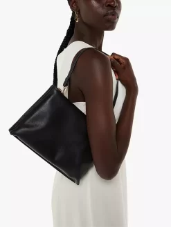 Whistles Rae Flat Leather Double Pouch Bag, Black -Sports And Leisure Equipment Store 006528434alt4