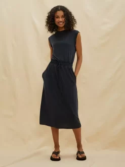 Albaray Plain Elasticated Waist Tank Dress, Black