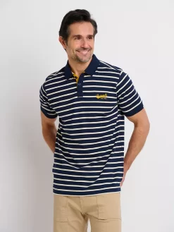Brakeburn Striped Polo Shirt, Navy