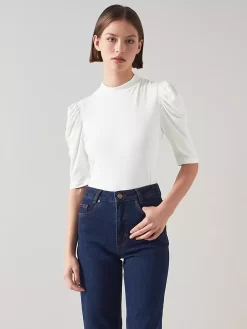 L.K.Bennett Rene Viscose Jersey Top, Ivory