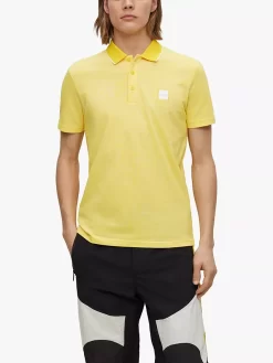 Hugo Boss BOSS Short Sleeve Pique Oxford Polo Shirt, Yellow
