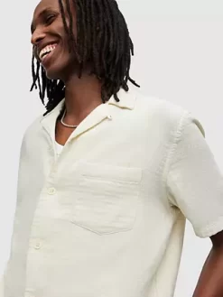 AllSaints Vedra Cotton Shirt, Coconut White -Sports And Leisure Equipment Store 006537190alt5