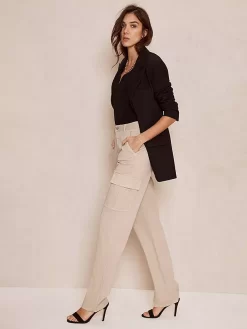 Mint Velvet Straight Cargo Trousers, Natural