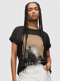 AllSaints Palma Imogen Boy Tee, Black/Multi