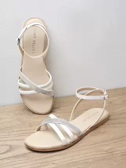 Mint Velvet Embellished Flat Leather Sandals, Silver -Sports And Leisure Equipment Store 006553897alt1
