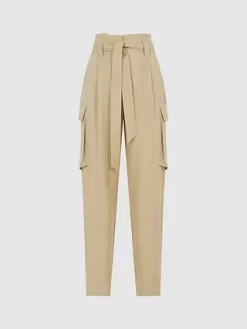 Reiss Joanie High Rise Straight Leg Utility Trousers, Stone -Sports And Leisure Equipment Store 006563776alt3