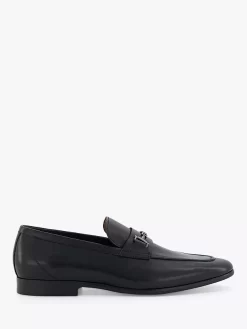 Dune Sanction Leather Snaffle Loafers, Black