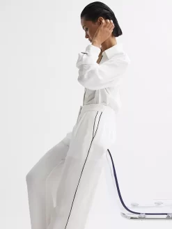 Reiss Gina Wide Leg Trousers, Ivory