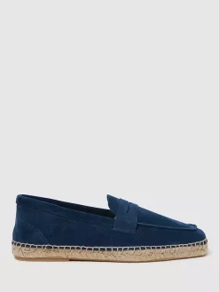 Reiss Suede Leather Espadrilles, Navy