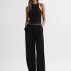 Reiss Abigail Stripe Waistband Trousers, Black -Sports And Leisure Equipment Store 006588874