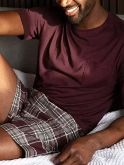 Cyberjammies Spencer Check Pyjama Shorts, Burgundy/Grey -Sports And Leisure Equipment Store 006598806alt3