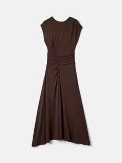 Jigsaw Plain Drape Pleat Dress, Brown -Sports And Leisure Equipment Store 006608146alt4
