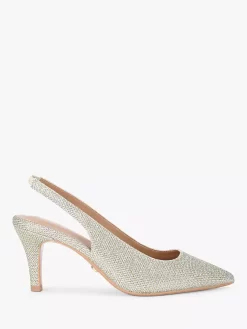 Carvela Flute Metallic Fabric Slingback Court Shoes, Gold