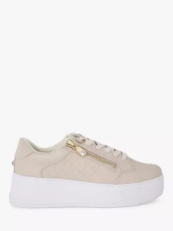 Carvela Jive Zip Flatform Trainers, Natural Beige