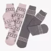 Totes Fairisle Slipper Bed Socks, Pack Of 2, Grey/Pink -Sports And Leisure Equipment Store 006627407