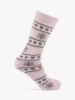 Totes Fairisle Slipper Bed Socks, Pack Of 2, Grey/Pink -Sports And Leisure Equipment Store 006627407alt2