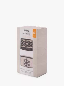 Totes Fairisle Slipper Bed Socks, Pack Of 2, Grey/Pink -Sports And Leisure Equipment Store 006627407alt3