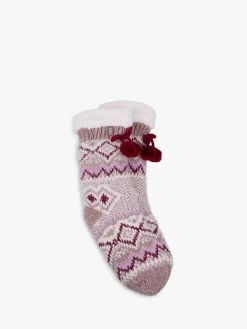 Totes Fair Isle Chenille Slipper Socks, Multi
