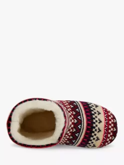 Totes Knitted Fairisle Slipper Boots, Multi