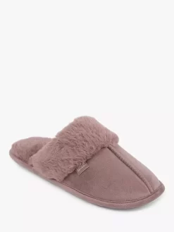 Totes Velour Mule Slippers, Mink -Sports And Leisure Equipment Store 006627445alt1