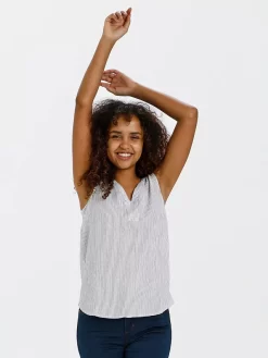 KAFFE Amber Sleeveless Striped Top, Chalk