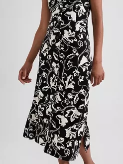 Hobbs Joanna Monochrome Floral Jersey Midi Dress, Black/Cream -Sports And Leisure Equipment Store 006664887alt5