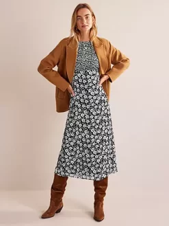 Boden Petal Pop Mixed Print Empire Line Midi Tea Dress, Black/Multi -Sports And Leisure Equipment Store 006665822alt3