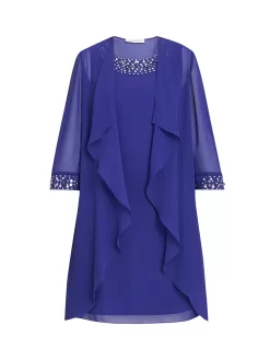 Gina Bacconi Jo Chiffon Beaded Dress & Jacket, Iris -Sports And Leisure Equipment Store 006666897alt3