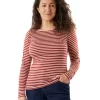 Rohan Shoreline Stripe Long Sleeve Top, Auburn Red/Ecru -Sports And Leisure Equipment Store 006743852