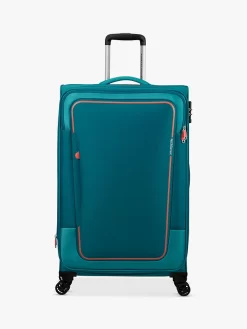 American Tourister Pulsonic 4-Wheel 81cm Expandable Large Suitcase, Stone Teal