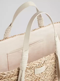 L.K.Bennett Violetta Tassel Straw Tote Bag, White -Sports And Leisure Equipment Store 110333929alt2