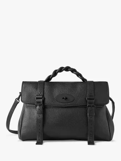 Mulberry Oversized Alexa Heavy Grain Leather Cross Body Bag, Black