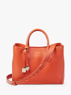 Aspinal Of London Midi London Pebble Leather Tote Bag, Marmalade